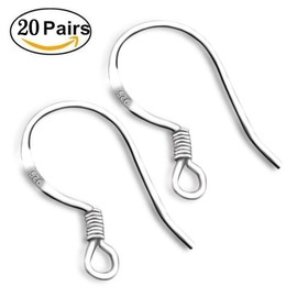 20 Pairs 925 Sterling Silver Earring Hooks, Wire 0.66 mm Hypoallergenic Earring Fish Hook Connector, Women Jewelry Findings Earring Parts DIY Making, Fine Jewellery Present for Mother Girl