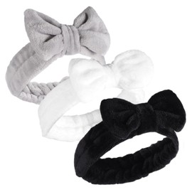 OATIPHO 3Pcs Skincare Headbands for Women Soft Fleece Facial Hairbands for Makeup Washing Face and Spa Grey