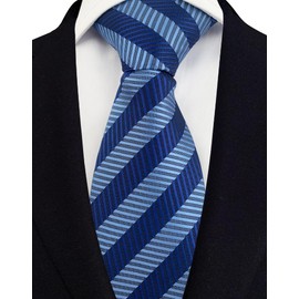 Elfeves - Corbatas a rayas para hombre, diseño formal de negocios de 3.15 pulgadas, Azul y azul marino, Talla única