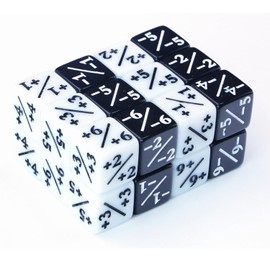 Adult Style Navi MTG Compatible Dice Counter, Set of 24, White, Black +1-1, Marker, Token Dice, CCG Compatible, Stella Flower Compatible, Lycee Compatible, Card Game, Dice Set, High Visibility