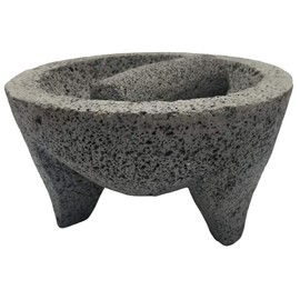 Made in Mexico Genuine Mexican Manual Guacamole Salsa Maker Volcanic Lava Rock Stone Molcajete/Tejolote Mortar and Pestle Herbs Spices Grains 8" Large