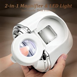 Lucidora Pro 3-in-1 Electric Nail Clipper with 2.5X Magnifier & LED Light, Dual Interchangeable Heads for Thick Nails, 3 Speed Rechargeable Low-Noise Automatic Nail Trimmer for Seniors, Baby & Adult