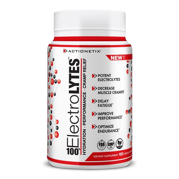ACTIONETIX Electrolytes (100 caps) - Hydration Tablets - Electrolyte Replacement Pills for Quick & Lasting Rehydration – Stimulant Free Electrolyte Capsules, Salt Capsules, Salt Tabs, Hydration Pills