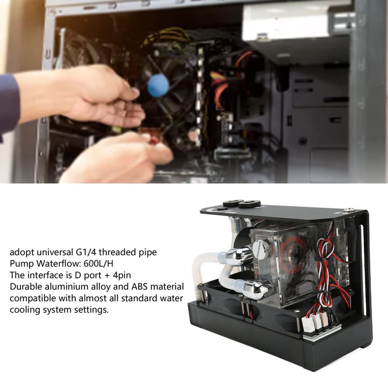 CPU Water Cooler Pump, 600L H PC Water Cooling Integrated