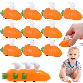 Pack of 10 Wind Up Toys Rabbits with Carrot, Wind-Up Rabbit Carrot, Wind-Up Easter Bunny Set, Wind-Up Rabbits Toy, Suitable for Game Rewards, Early Childhood Education (Orange)