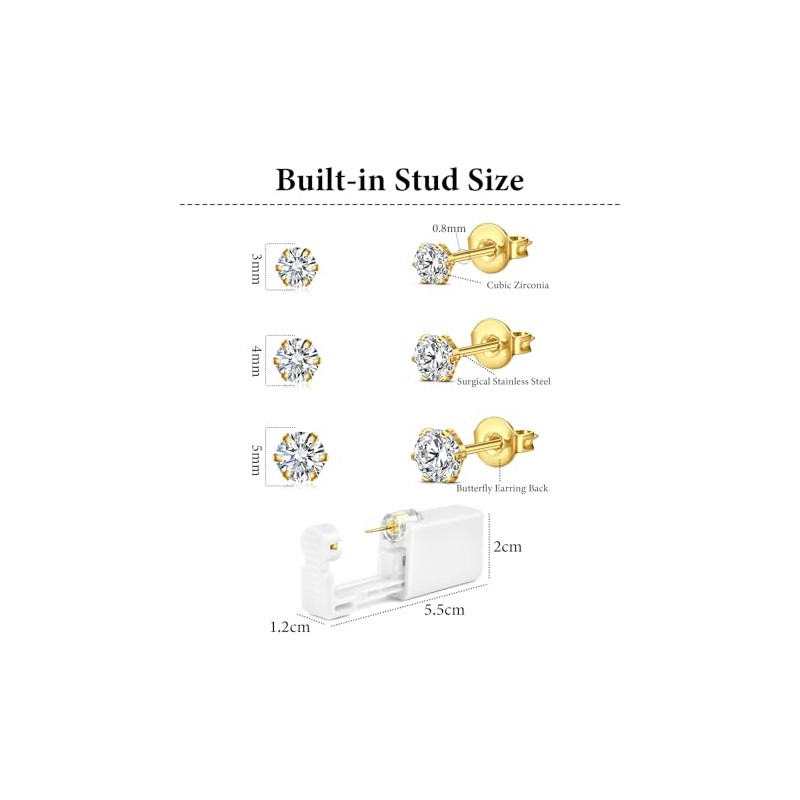 DJCIW 14PCS Ear Piercing Kit,Ear Piercing Gun kit Set for