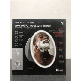 Sharper image 9 in. W x 10 in. H Round Frameless Magnetic Vanity Mirror with Spe