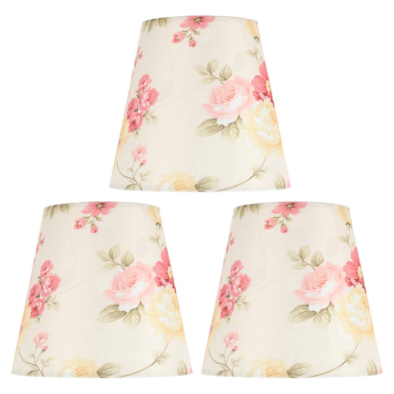 Cloth Lamp Shade Flower Pattern Clip On Bulb Lampshade for