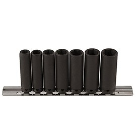 VEGA 7pc Professional Grade 1/4" 6 Point Square Drive Magnetic Impact Socket Sets (Metric) (Spring Magnet Long Length Sets)