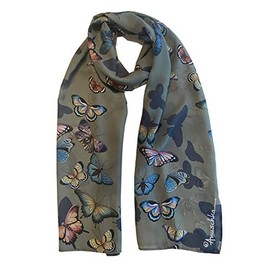 Anuschka Chiffon Scarf - 60 x 182 cm - Printed Art Motif, Butterfly Heaven