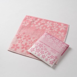 Imabari Handkerchief Towel with Package SAGURA Cherry Blossom Gradient, 9.8 x 9.8 inches (25 x 25 cm), Petite Gift, Made in Japan, Cherry Blossom Pink, Gentle Touch, Spring Cherry Blossom Pattern
