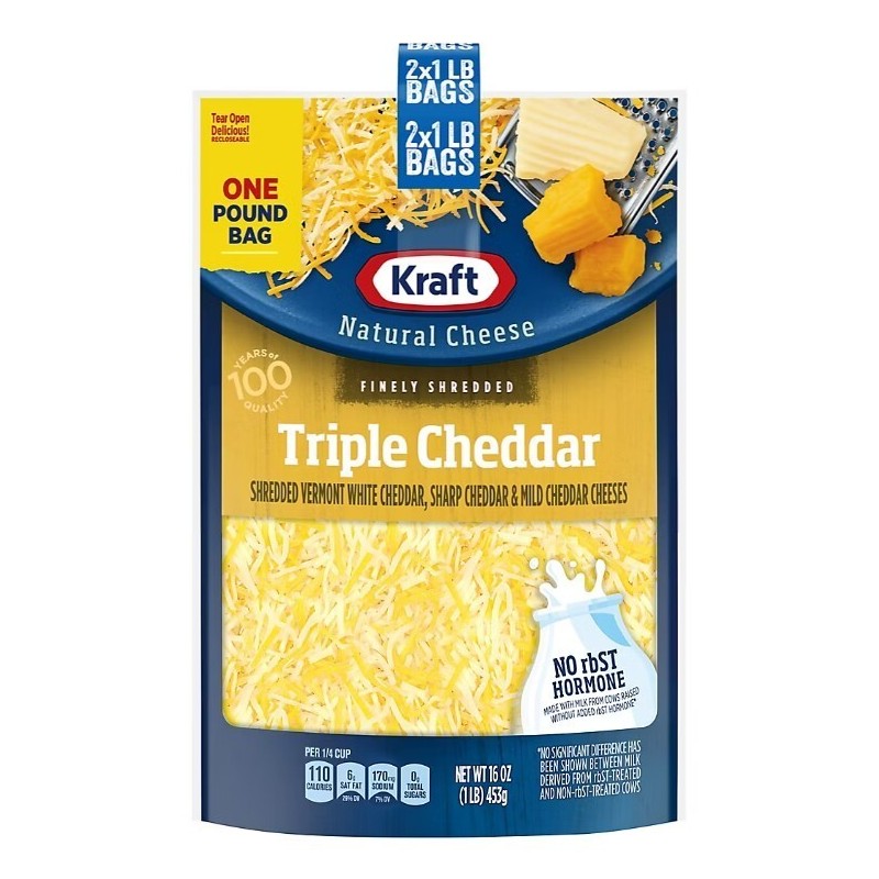 Kraft Triple Cheddar Finely Shredded Cheese, 2 pk./1 lb.