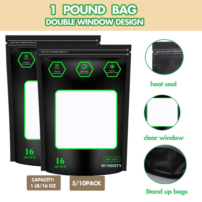 KAKUKAKU 1 Pound Storage Terp Bag，58%-62% RH 2-Way Humidity Control