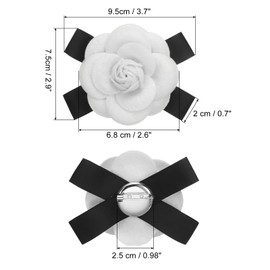 PATIKIL Camellia Flower Brooches, Elegant Faux Wool Flower Brooches Floral Bowknot Pins for Women Hat Dress Shirt Tie Corsage, White
