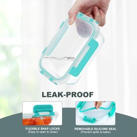 KOMUEE 10 Packs 22 oz Glass Meal Prep Containers, Glass Food Storage Containers with Lids, Airtight Lunch Boxes BPA Free, Microwave and Freezer Safe, Green