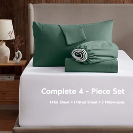 Nestl Full XL Sheet Set - Luxury 1800 Ultra-Soft Microfiber Full Extra Long Bed Sheets - Double Brushed - Deep Pockets - Easy Fit - 4 Piece Set - Bedding Sheets & Pillowcases (Full XL, Dark Green)