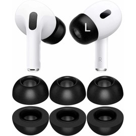 Memory Foam Tips compatible with AirPods Pro 2nd gen. and 1st gen, No Silicone Eartips Pain. Anti-Slip Eartips, Slow rebound sponge AirPodsPro Ear Tips,3 Pairs (L Size, Foam Black) L