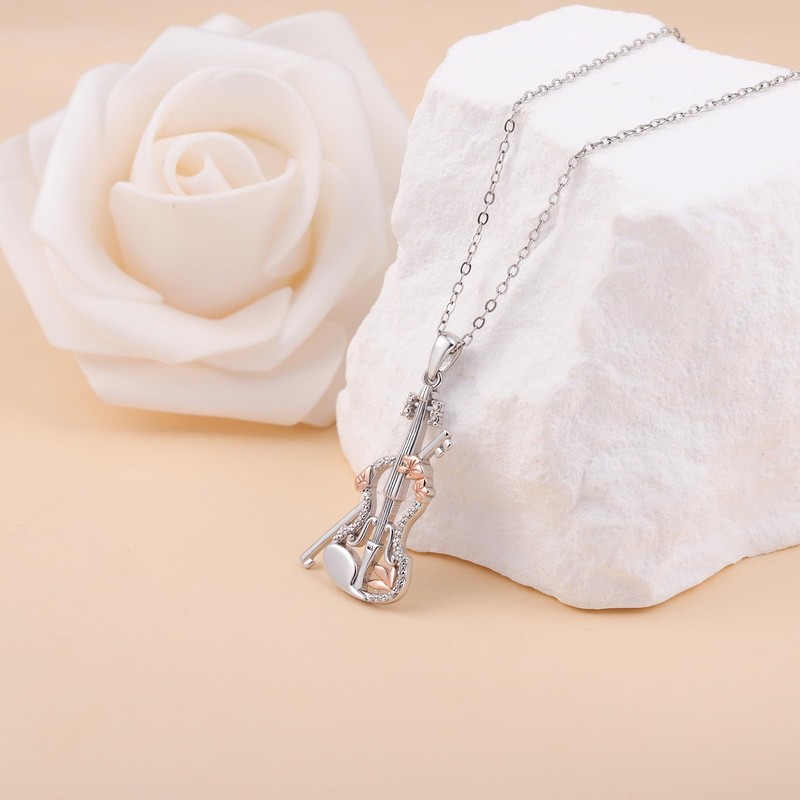 Violin Necklace for Violinst: 925 Sterling Silver Viola Cello Necklace