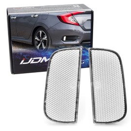 iJDMTOY Clear Lens Rear Bumper Reflector Lenses Compatible With 2016-21 Honda Civic Sedan/Coupe 10th Gen, OE-Spec LH RH Assembly