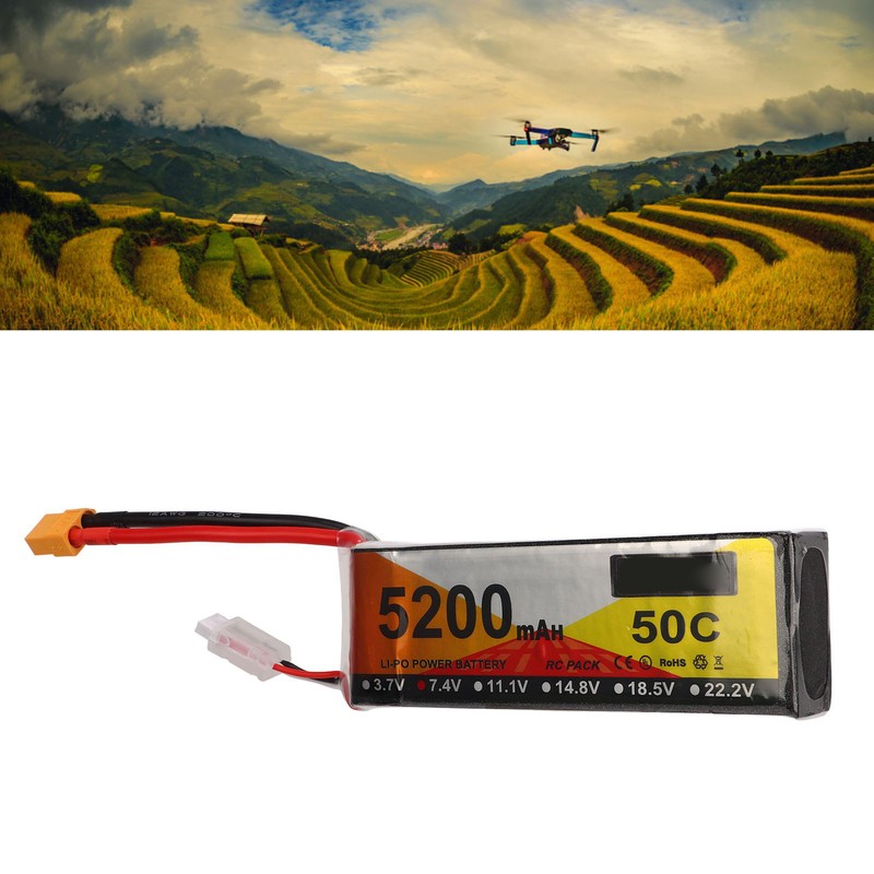 5200mah Lipo Battery 50C Discharge Rate 7.4V 2S RC Vehicles