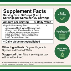 Double Wood Supplements Adrenal Support Supplements (Liquid Drops) - 10 Organic Adaptogens for Adrenal Fatigue (One Month Supply) Cortisol Manager for Stress Relief (10 Apoptogenic Herbs for Adrenal Health) by Double Wood