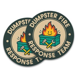 Dumpster Fire Coasters Set of 2, Funny Trash Can Coaster for Desk