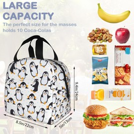 Cute Penguins Lunch Box,Insulated Lunch Bag for Girls Boys,Reusable Lunch Box for Kids Adults School Student Work Picnic Travel
