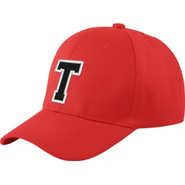 morefaz Unisex Boys Girls Baseball Cap Red Children's Cap Alphabet A-Z TM - T