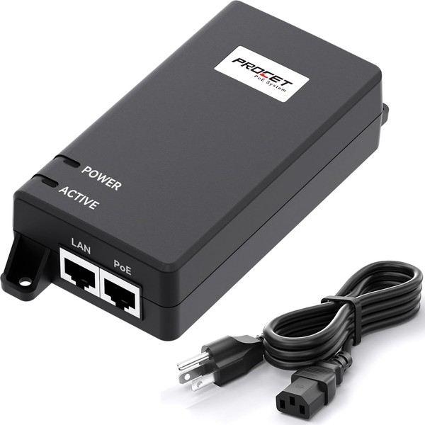 PROCET 10 Gigabit PoE Injector 60W Active PoE++ Power Injector
