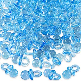Super Z Outlet Mini chupetes acrílicos para bebés para decoración de baby shower, dispersión de mesa, recuerdos de fiesta, juegos y actividades, 144 piezas (azul)