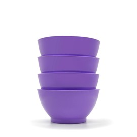 CaliBowl Non-Spill Plastic Bowl Set - 20oz Reuseable Kitchen Bowls with Concave Inner Lip and Non-Slip Base - For Cereal, Soups, Salad, Pasta and Serving - Set of 4 - Sunset Purple