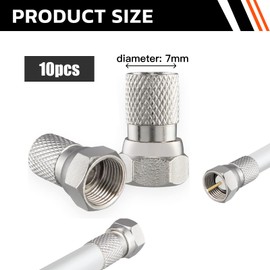 Lotbun F-Connector 7mm TV Aerial Adapter 10 Pack F Connector Coaxial Cable TV Equipment and Boxes Weatherproof HD 3D UHD 4K Signals