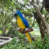 BSIRZAM Hanging Parrot Macaw Sculpture Ring Perch Indoor/Outdoor Statue for