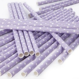 Ginger Ray Polka Dot Paper Party/Wedding Straws Lilac