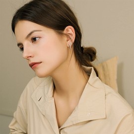 ALEXCRAFT Silver Earrings for Women 6 Pairs Silver Earring Set Cubic Zirconia Silver Stud Earrings Small Silver Hoop Earrings Silver Huggie Earrings for Men Girls