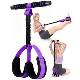 Banda de Resistencia con Pedal Mejorada, con Asas, Cuerda elástica rompible y Pedales Antideslizantes, Adecuada para Entrenar el Tronco, los Abdominal