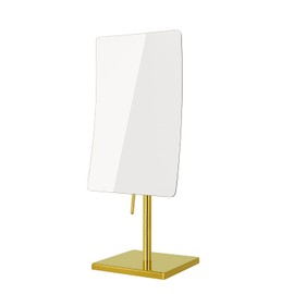 DOWRY 5X Tabletop Magnifying Makeup Mirror Adjustable Rectangular Vanity Mirror for Bedroom 304 Stainless Steel Gifts for Women Wife Mom Teengirls Gold Brushed