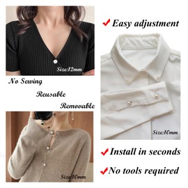 ZLMCUJE 10 Sets Big 14mm No Sew Pearl Buttons Brooch Fixed pins Removable Reusable for Coat Cardigan and Other DIY Craft