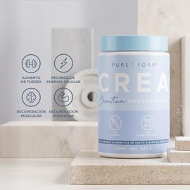 Pure Form CREA – Suplemento Deportivo en polvo a base de Creatina Monohidratada pura Creatine | Libre de Conservadores y Saborizantes Añadidos | | 300
