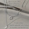Collar Con Sol Y Luna Doble Cadena En Acero Inoxidable
