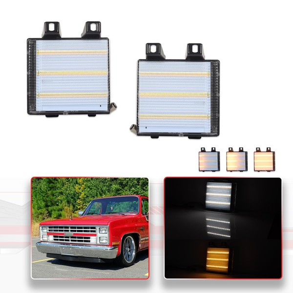 Clear Lens Front Grille Switchback LED DRL/Signal Lights For Chevy