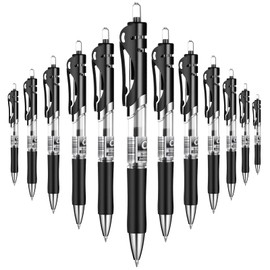 YPENSLZX Gel Pens, Retractable Rolling Ball Gel Pens, Writing Smoothly, Large Capacity, Suitable for Working or Studying, 12-Pack, 0.7mm (Black)
