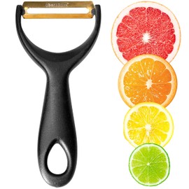 A Bar Above Gold Citrus Peeler, Premium Stainless Steel Fruit Peeler for Oranges, Lemons, and Garnishes, Ergonomic Bar Tool for Peeling Citrus, Cocktail Garnish Zester, Bartender Tool for Home and Bar