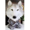 Realistic Large Gray Wolf Head Bust Statue 16"Tall Blood Lust