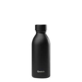 Qwetch ICON Thermos Flask, 500 ml, Stainless Steel, Black, Compact BPA-Free Drinking Bottle, Insulated Flask for Coffee, Tea & Water, Leak-Proof, Sustainable, Design & Sports