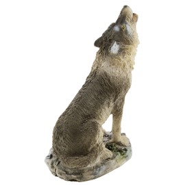 The Bridge Collection Small Howling Wolf Figurine - Resin Gray Wolf Howling Statue for Tabletop Decor