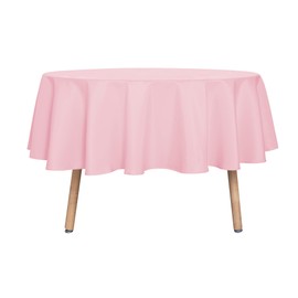 sancua Round Tablecloth - 80 Inch - Water Resistant Spill Proof Washable Polyester Table Cloth Decorative Fabric Table Cover for Dining Tables, Buffet Parties and Camping, Pink