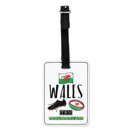 Gift Base Rugby Wales Visual Luggage Tag with Black Strap