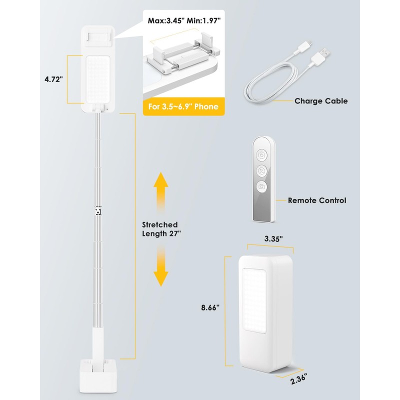 SupeDesk Phone Stand for Recording, Overhead Phone Mount with Light,