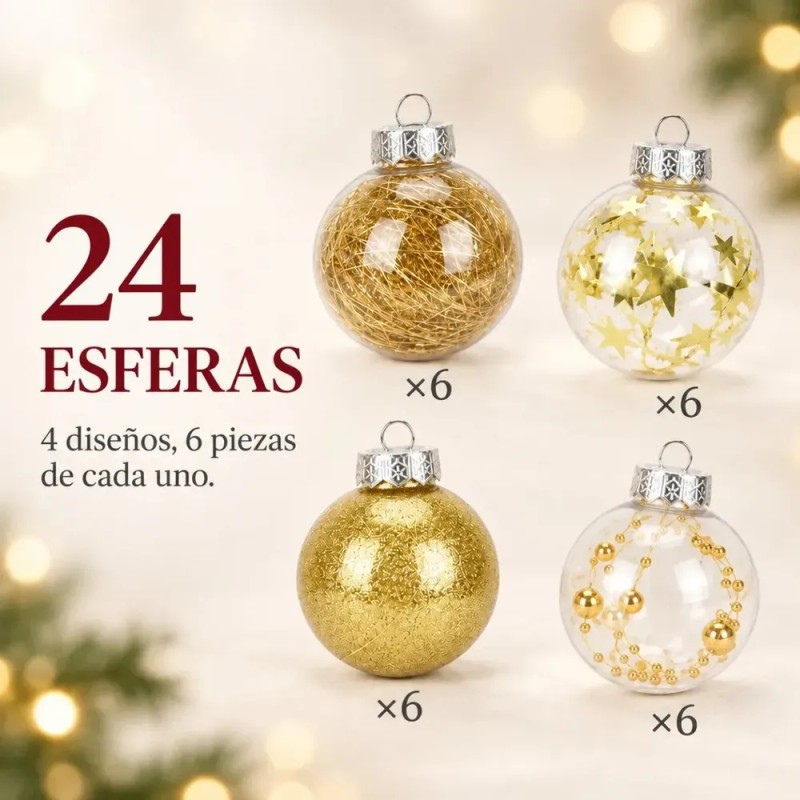 Cmtop - Kit De 24 Esferas Navideñas De 6 cm
